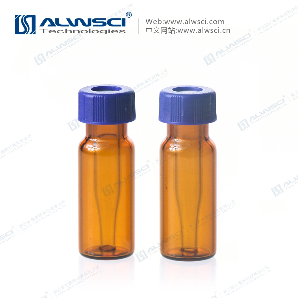Alwsci Amber Glass 9-425 2ml Screw Vial with Integrated 0.2ml Glass Micro-Insert