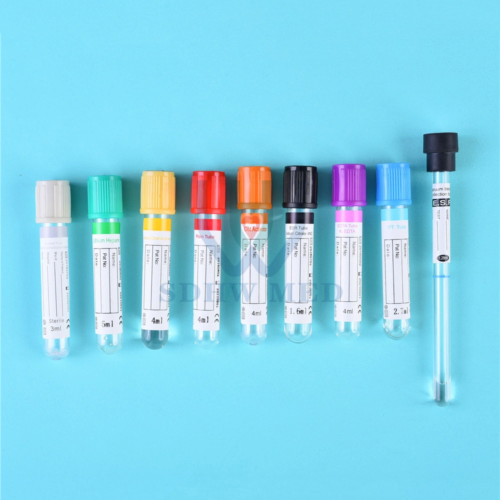 Medical Supply Disposable EDTA ESR Sst PT Glass Vacuum Blood Collection Tube for Blood Test