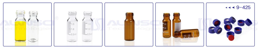 2ml Amber Glass 12X32mm Flat Base 9-425 Screw Thread Vial with Label.
