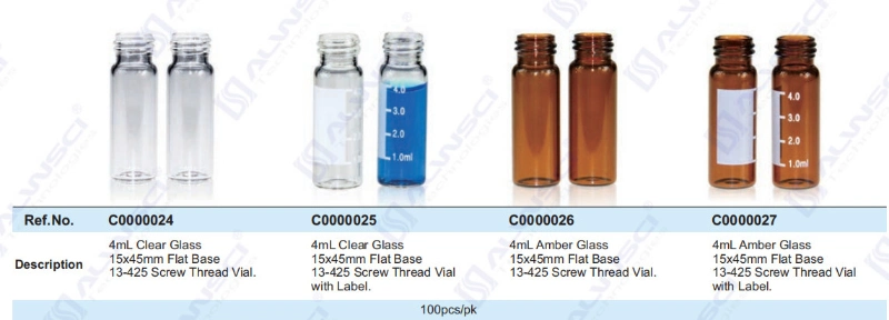Alwsci 4ml Screw Mouth ND13 13-425 Glass Lab Reagent Vial