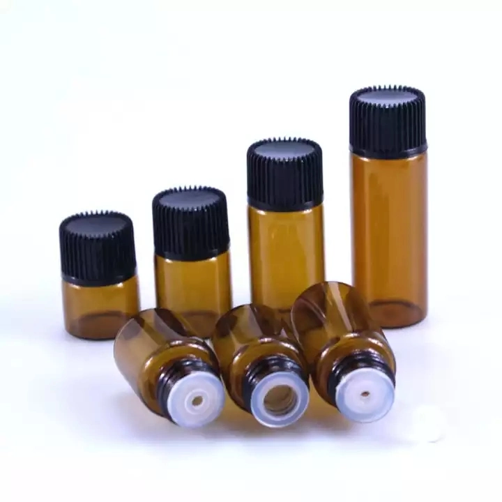 Sample Essential Oil Test Bottle 1ml 2ml 3ml 5ml Trial Set Amber Glass Vial with Plug