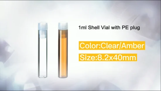 Lab 1ml Glass Tuber Shell Vial with PE Plug for Chromatography HPLC System