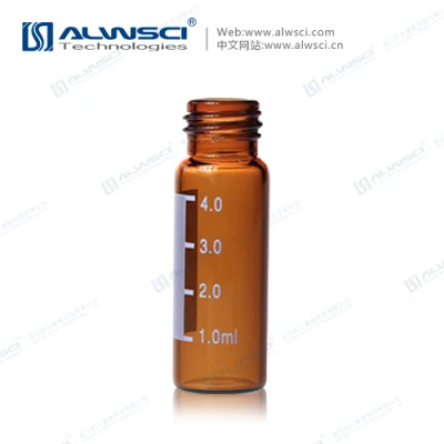 4ml Amber Glass 15X45mm Flat Base 13-425 Screw Thread Vial with Label