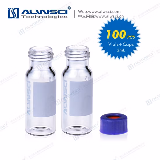 Alwsci HPLC Lab Use 11mm Snap 2ml Clear Vial with Integrated 0.2ml Glass Micro-Insert