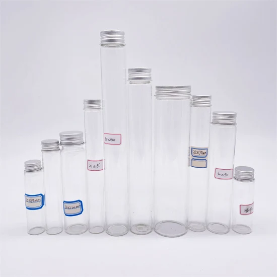 Lab Glassware Flat-Bottomed Glass Test Tube with Cork Borosilicate Glass Test Tube